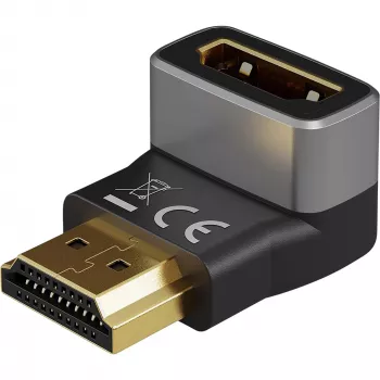 Goobay 72011 HDMI™ kotni adapter 270° navpično, 8K @ 60 Hz, pozlačen, črn, srebrn | Goobay