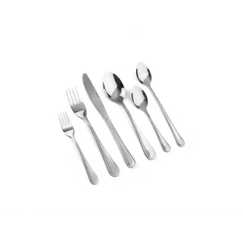 Set jedilnega pribora LAMART LT5006 — 48-delni set jedilnega pribora iz nerjavnega jekla, vključuje žlice, nože, vilice, čajne žličke, desertne vilice, dolge žlice