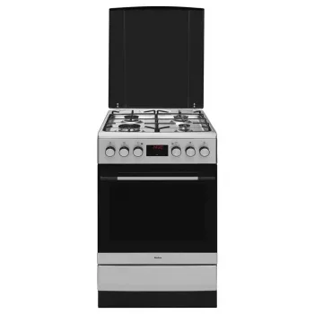 Amica 57GEH2.33HZpTaXx plinsko-električni prosto stoječi štedilnik, 4 gorilniki, 62-l pečica, vroči zrak, 50 cm, inox