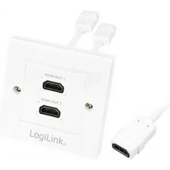 LogiLink AH0015 HDMI vtičnica, podometna, 2 vhoda, bela