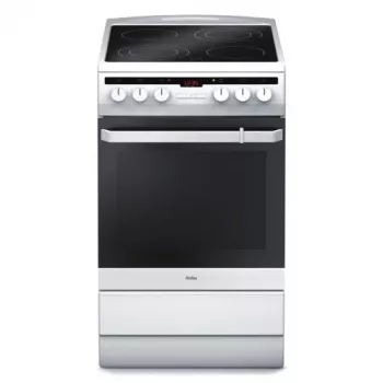 Amica 58CE3.315HTaQW električni štedilnik, steklokeramična kuhalna plošča, 4 kuhalne cone, 65-l pečica, 50 cm, bel