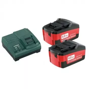 Metabo 685050000 Basic-Set, 2x 4,0 Ah 18 V komplet baterije in polnilnika