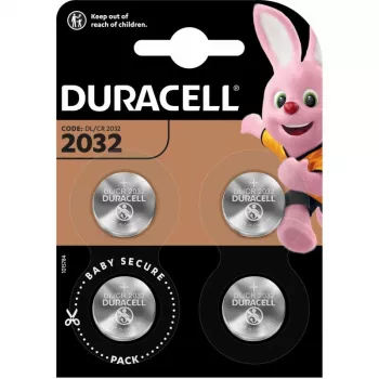 Gumbasta baterija Duracell CR2032 3V litijeva — 4 kosi