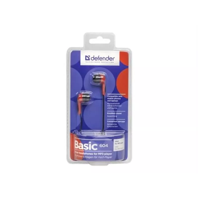 Slušalke Defender BASIC 604, črno-rdeče