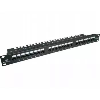 Patch panel Alantec PK001 24-port UTP Cat.6 1U 19 inch – 24x RJ45, U/UTP (UTP), črn