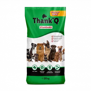 Suha hrana za pse HURTOWNIA KARM THANK'Q Standard Beef 20 kg – odrasli, 18 % beljakovin, 7 % maščob, 7 % pepela, 3 % surovih vlaken