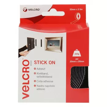 VELCRO VEL-EC60215 samolepilni ježek trak, 20 mm x 2,5 m, črn