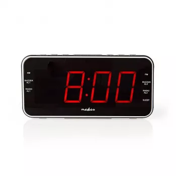 Nedis CLAR004BK radijska budilka z LED prikazom, FM tunerjem, dvojnim alarmom, projekcijo, AUX, črna