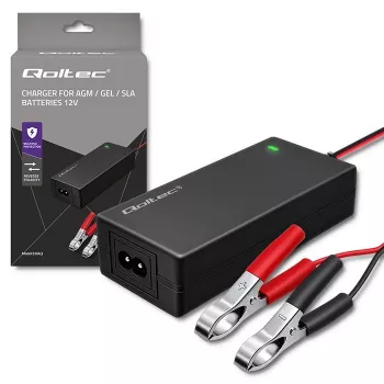 Qoltec avtomatski polnilnik baterij za AGM GEL STD | usmernik 12V | 2A | 24W | LED | kabel 1,8m