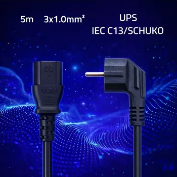 QOLTEC napajalni kabel SCHUKO CEE kotni vtič IEC C13 5m črn