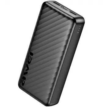 AWEI P6K Pro prenosni polnilnik 20000mAh 2xUSB-A/USB-C, črn