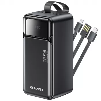 AWEI PA-107 prenosni polnilnik 50000mAh 22,5W PD 3xUSB, črn