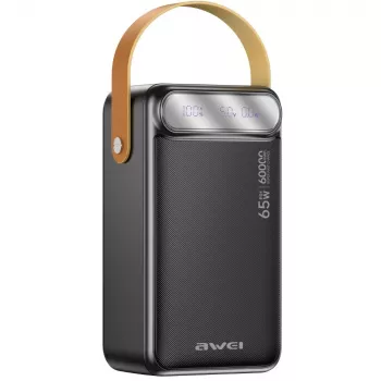 AWEI PA-82 prenosni polnilnik 60000mAh 65W PD 2xUSB-A/USB-C, črn