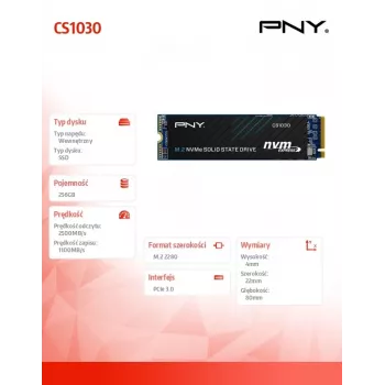 PNY CS1030 256GB M.2 2280 PCIe NVMe Gen3 x4 interni trdi disk SSD (Bulk)