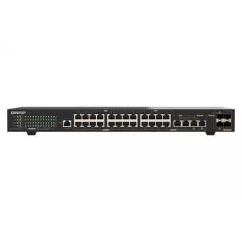 QNAP QSW-M2130P-2C2S26T 26-portno 2.5GbE PoE++ upravljano stikalo Layer 2 za rack z 2x 10GbE SFP+ in 2x 10GbE combo vrati, 370W PoE proračun