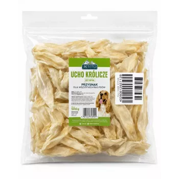 PTI PETITTO kunčja ušesa pasje priboljški, brez krzna, 500 g