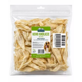 PETITTO kunčje uho žvečljivi priboljšek za pse - brez krzna, 1 kg