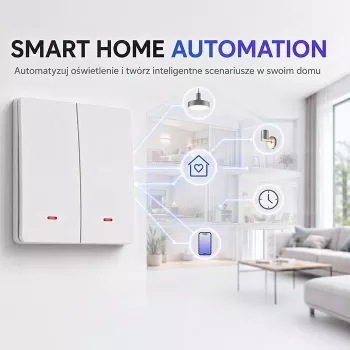 QOLTEC pametno stikalo za luč Wi-Fi 2-kanalno s časovnikom Tuya belo
