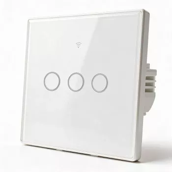 Qoltec pametno dotikalno stikalo za luč 3-kanalno Wi-Fi s časovnikom Tuya belo