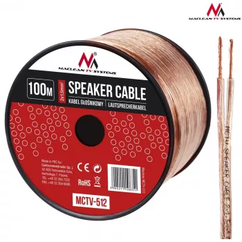 MACLEAN MCTV-512 zvočniški kabel 100m 2x1.5mm² prozoren OFC kolut