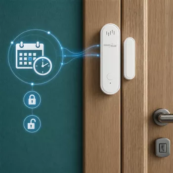 GREENBLUE GB478 brezžični Wi-Fi senzor za vrata/okna – pametni magnetni kontakt, aplikacija Tuya in Gosund, Alexa/Google, na baterije, bel
