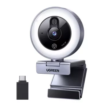 UGREEN CM910 spletna kamera, 2K, 30FPS, LED osvetlitev, vgrajen mikrofon