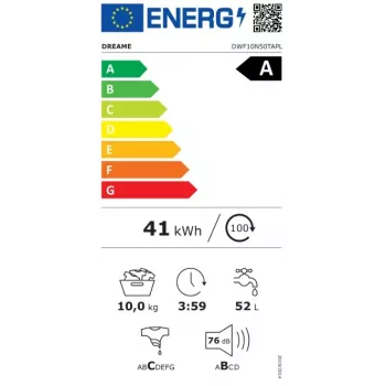 DREAME N5 pralni stroj s sprednjim polnjenjem 8kg 1400 vrt/min energijski razred A bel