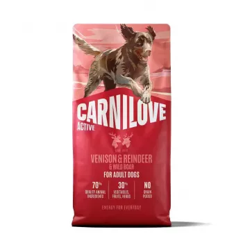 CARNILOVE ACTIVE suha hrana za pse z divjadjo, severnim jelenom in divjim prašičem za aktivne odrasle pse vseh pasem 12 kg
