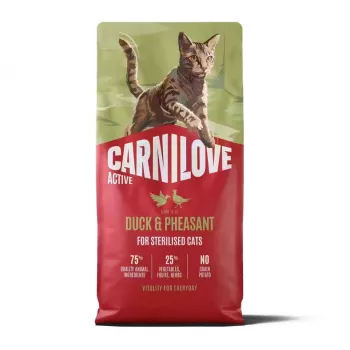 CARNILOVE ACTIVE suha hrana za mačke z raco in fazanom za sterilizirane odrasle mačke vseh pasem 6 kg