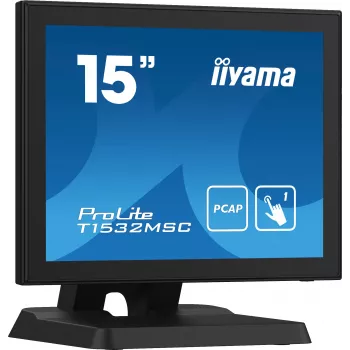Iiyama ProLite T1532MSC-B5X 15-palčni projekcijsko kapacitivni LED monitor z zaslonom na dotik – 1024x768 XGA, 10-točkovni, HDMI, DVI, VGA, USB, IP54 spredaj, 7H, zvočniki
