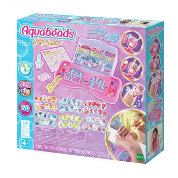 EPOCH Aquabeads Nail Studio začetni set - z vodo aktiviran set za umetne nohte s perlicami za otroke, več kot 100 dizajnov, nohti za večkratno uporabo, brez lepila, od 4. leta