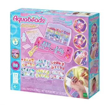 EPOCH Aquabeads Nail Studio začetni set - z vodo aktiviran set za umetne nohte s perlicami za otroke, več kot 100 dizajnov, nohti za večkratno uporabo, brez lepila, od 4. leta