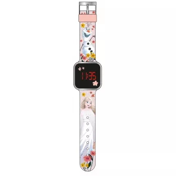 PULIO digitalna ura LED Diakakis – otroška ura Frozen z rdečim LED zaslonom, modro-vijoličen silikonski pašček, uradni motiv Disney Frozen