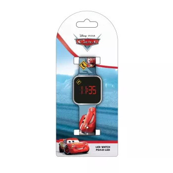 PULIO otroška digitalna ura z LED zaslonom – motiv Disney Pixar Cars, rdeče-črna