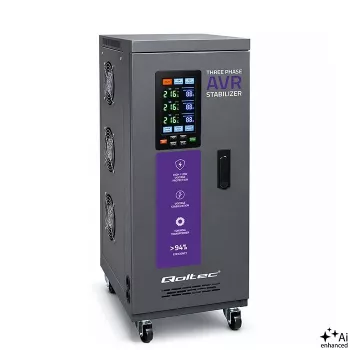 Qoltec trifazni stabilizator napetosti AVR MULTIPROTECTION 10kVA ±3 % servomotor 3F LCD Expert Line