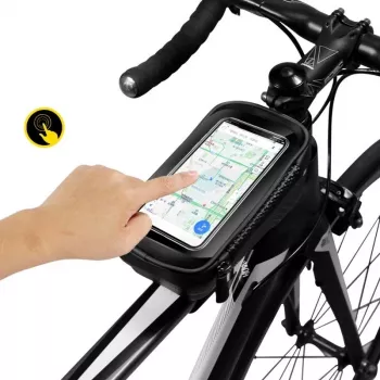 WILDMAN Bike Holder Case M E2 1L črna – torbica za telefon na krmilu, odporna na brizganje, združljiva z zaslonom na dotik, 1L prostora