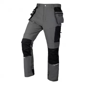 NEO TOOLS Mix&Match delovne hlače, 4-smerni raztezek, z ojačitvijo Cordura, sivo-črne, XXL