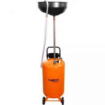 NEO TOOLS 10-810 mobilni voziček za odvajanje olja, gravitacijski, 70 L rezervoar, pnevmatsko praznjenje, 420 mm posoda za prestrezanje, višinsko nastavljiv 1000-1600 mm