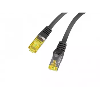 LANBERG Cat.6A S/FTP LSZH patch kabel 20m črn – 10GbE, Fluke Passed, 26AWG čisto baker