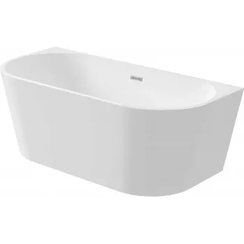 Akrilna kad DEANTE KDS_015W za stensko ali prostostoječo montažo 150 cm, ovalna, bela, prostornina 220 l, integriran preliv, priložen Click-Clack odtok