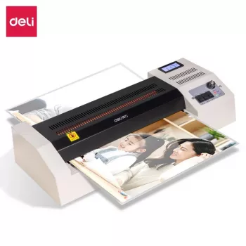 DELI E3895-EU pisarniški laminator A3 | vroče in hladno laminiranje s 250 mm/min, največ 125 mikronov, zaščita pred zamašitvijo, črno-srebrn
