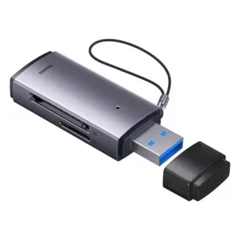 Baseus USB 3.0 2-v-1 bralnik kartic SD in microSD – siv
