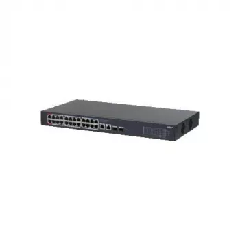 Dahua CS4228-24GT-375 24-portno gigabitno PoE upravljano stikalo, 2x gigabitni RJ45 + 2x SFP uplink, 375 W PoE proračun, Layer 2