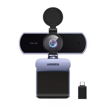 Spletna kamera UGREEN FineCam Lite 4K UHD s 4-mikrofonskim nizom, zaklopom zasebnosti, nastavljivim vidnim poljem, samodejnim uokvirjanjem, HDR, USB-C, siva