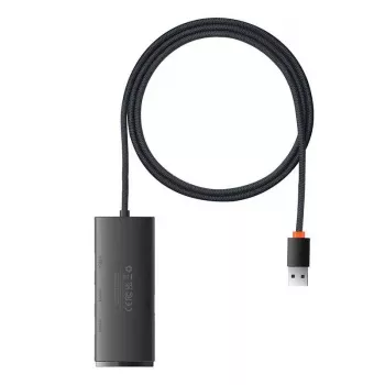 Baseus Lite Series 4-portno USB 3.0 stikalo, 5Gbps, napajanje prek vodila, črno (WKQX030101)