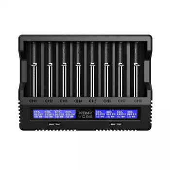 XTAR VC8S USB-C SET polnilnik baterij, 3,7V/1.2V