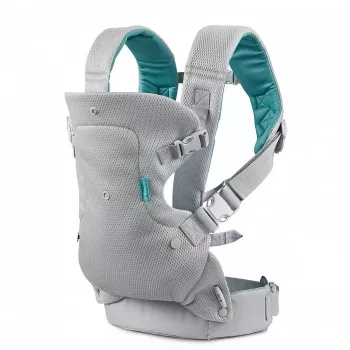 B-KIDS Infantino 4-v-1 preoblikovalna otroška nosilka, siva, 3,6–14,5 kg, certificirana JPMA, s snemljivim slinčkom Wonder Cover™