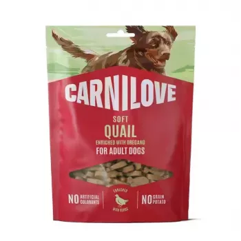 CARNILOVE Dog SOFT priboljšek prepelica z origanom 200 g - brezžitni mehki priboljški za odrasle pse