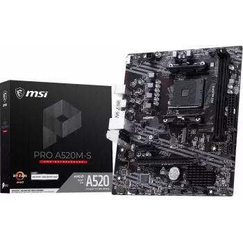 MSI PRO A520M-S AM4 matična plošča Micro-ATX, AMD A520, DDR4, HDMI, Gigabit LAN