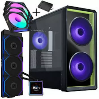 Lian Li LANCOOL 217 INF ohišje PC paket + HydroShift II LCD-S 360TL AIO + 3x UNI FAN SL-INF 120 Reverse Blade ventilatorji - črn